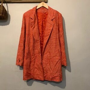 Doncaster Vintage Orange and White 80s Jacquard 100% Silk Single Breasted Blazer